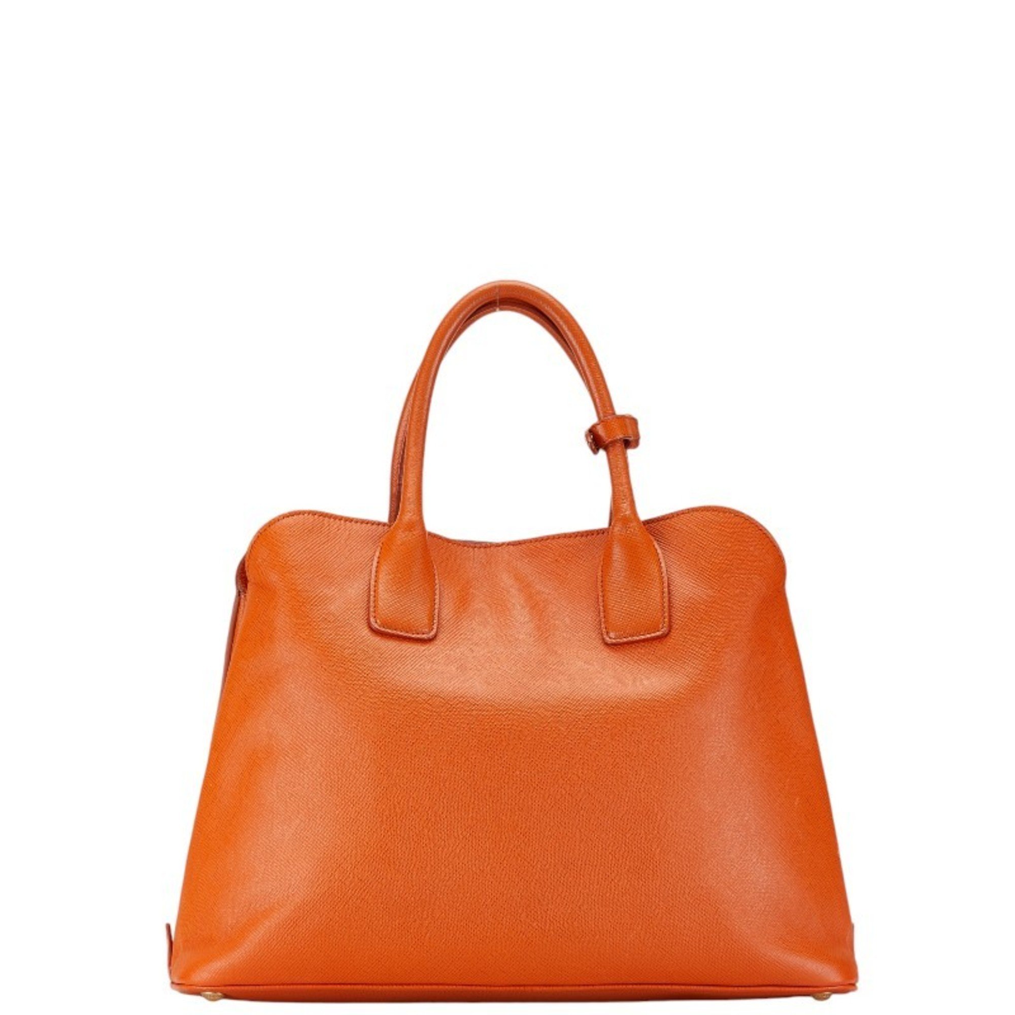 Prada Saffiano Handbag Shoulder Bag Orange Leather Women's PRADA