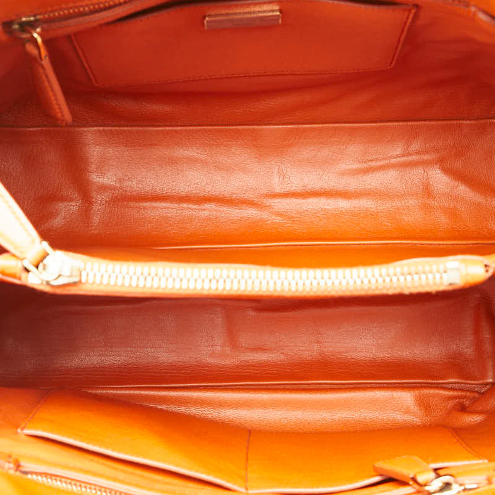 Prada Saffiano Handbag Shoulder Bag Orange Leather Women's PRADA