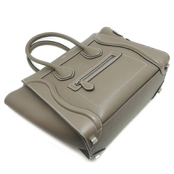 Celine Luggage Micro Shopper Women's Handbag W-AT-3201 Leather Greige (Beige Gray)