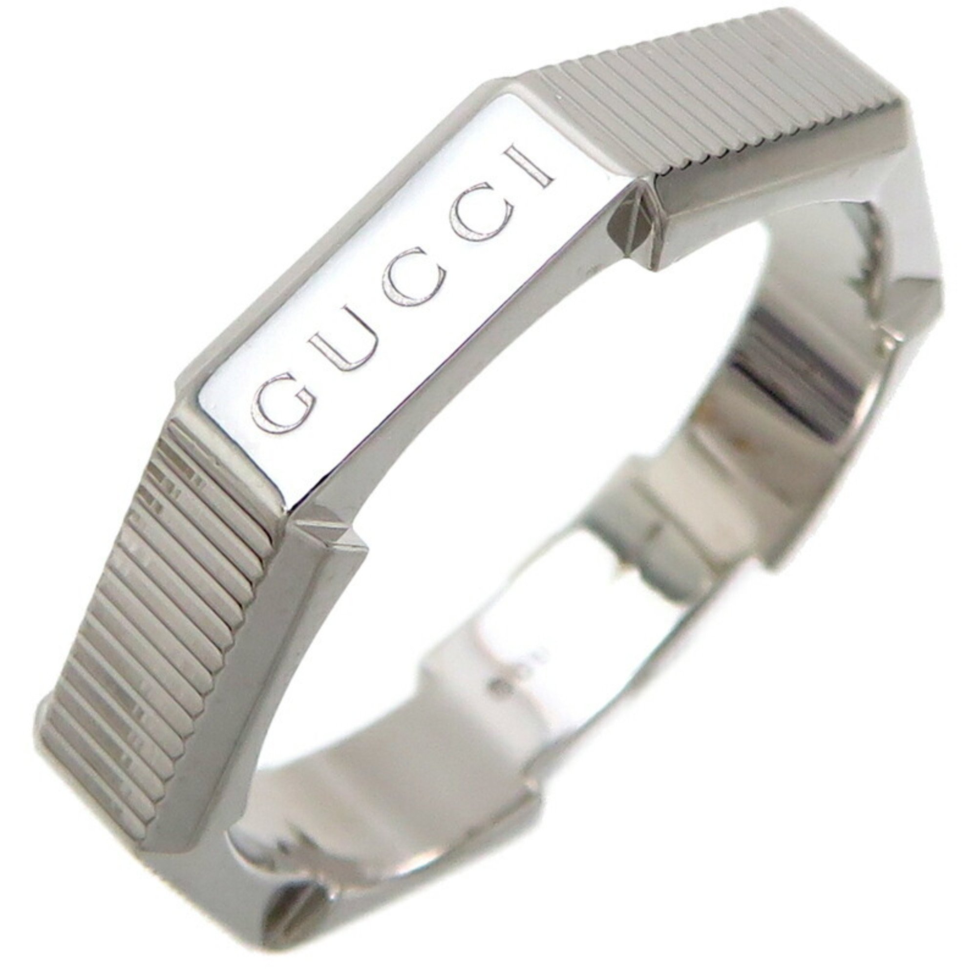 Gucci Link to Love Men's Ring, 750 White Gold, Size 19