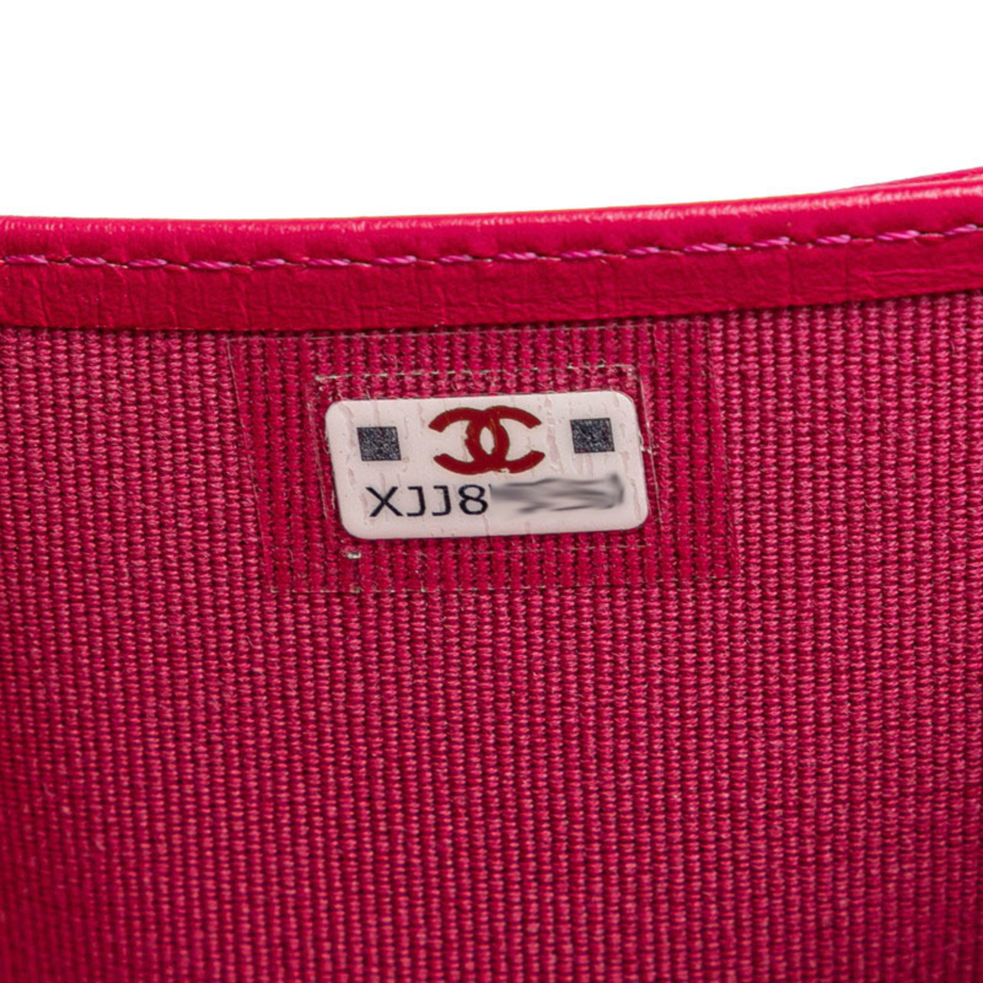 CHANEL Matelasse Coco Mark Classic Small Flap Wallet Bi-fold Pink Caviar Skin Women's