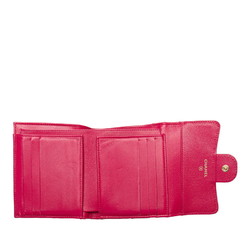 CHANEL Matelasse Coco Mark Classic Small Flap Wallet Bi-fold Pink Caviar Skin Women's