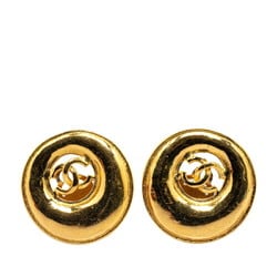 Chanel Coco Mark Earrings Gold Plated Women's CHANEL