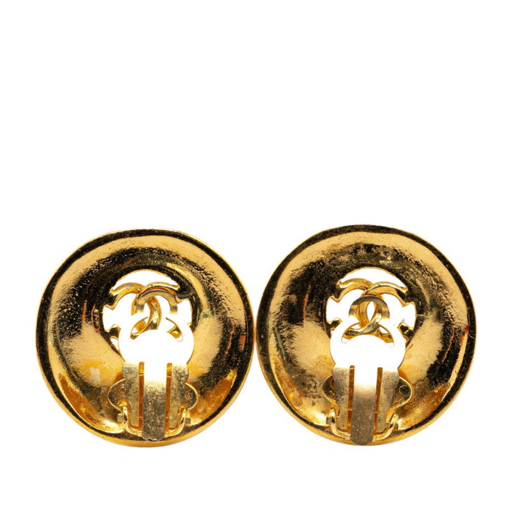 Chanel Coco Mark Earrings Gold Plated Women's CHANEL