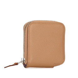 Hermes Azap Compact Silk In Coin Case, Purse, Etoupe, Greige, Epsom Leather, Women's, HERMES