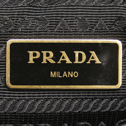 Prada Jacquard Shoulder Bag Black Canvas Leather Women's PRADA