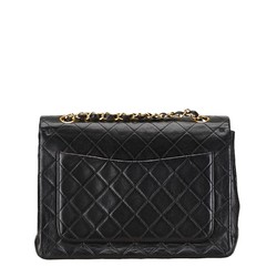 Chanel Matelasse 25 Coco Mark Double Flap Chain Shoulder Bag Black Lambskin Women's CHANEL