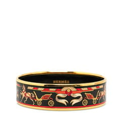 Hermes enamel GM horse cloisonné bangle black multi-color plated women's HERMES