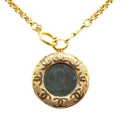 Chanel Coco Mark Round Mirror Necklace Gold Plated Women's CHANEL