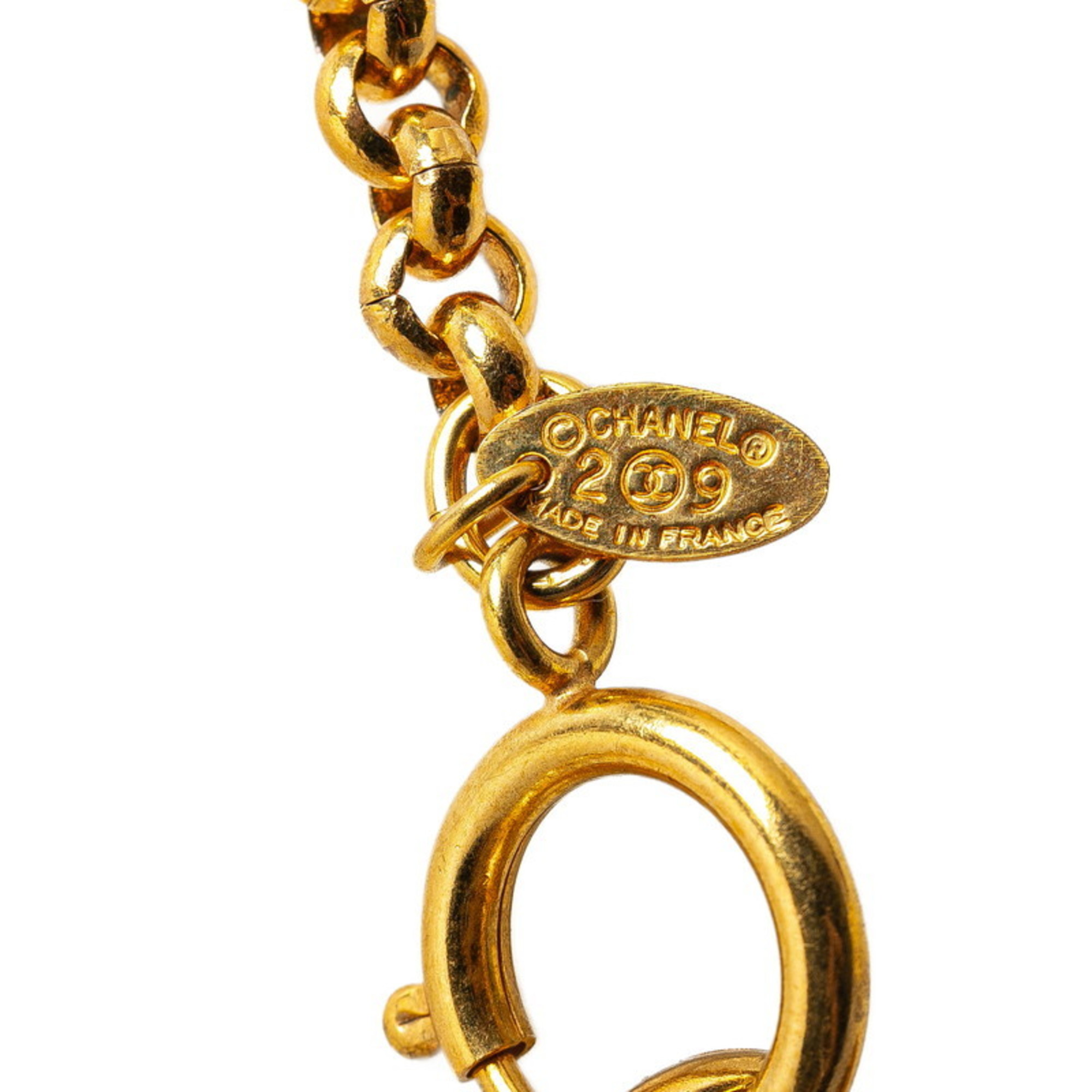 Chanel Coco Mark Round Mirror Necklace Gold Plated Women's CHANEL