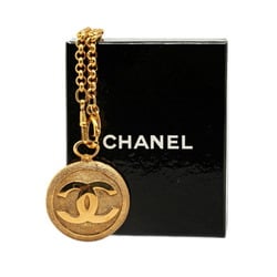 Chanel Coco Mark Round Mirror Necklace Gold Plated Women's CHANEL