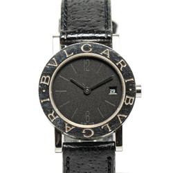 BVLGARI Watch BB26SL Quartz Black Dial Stainless Steel Leather Women's