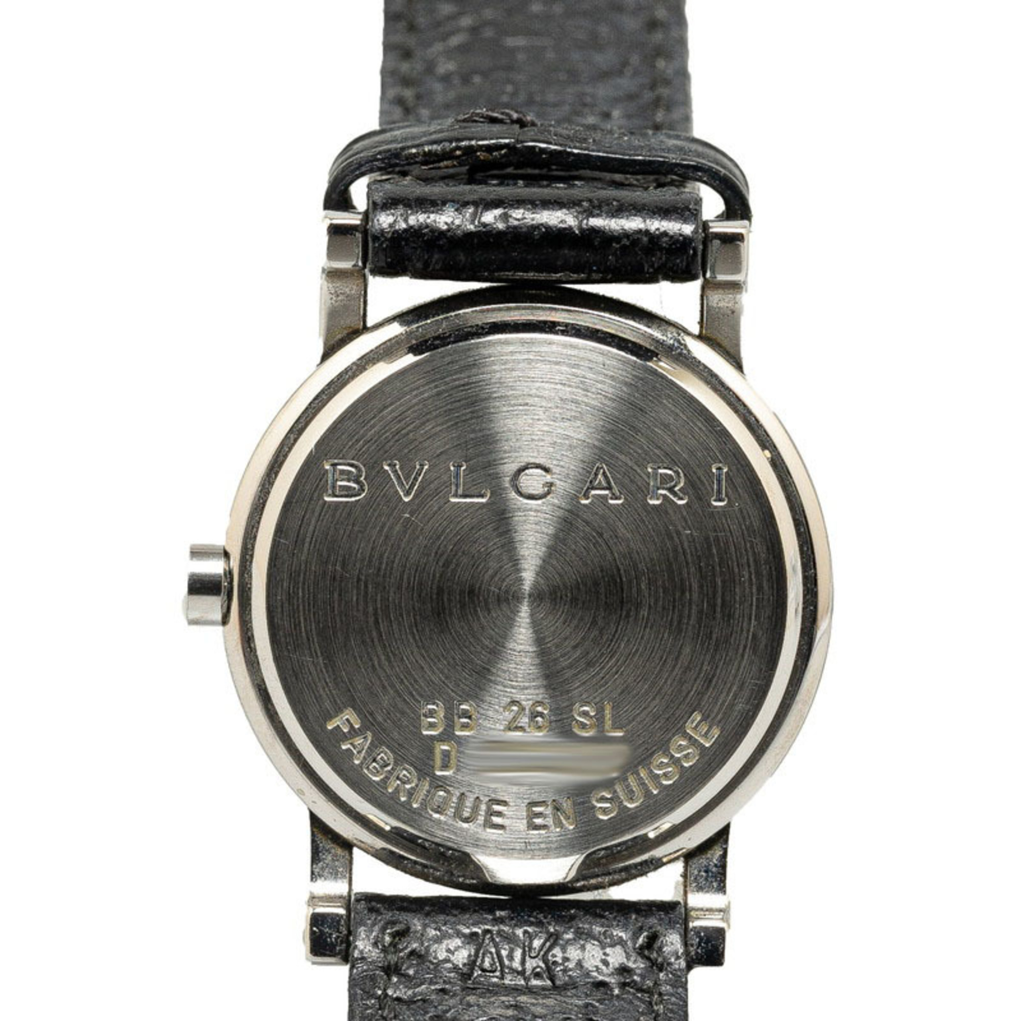 BVLGARI Watch BB26SL Quartz Black Dial Stainless Steel Leather Women's