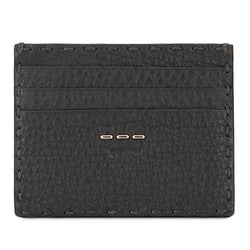 FENDI Card Case Black Leather Men's