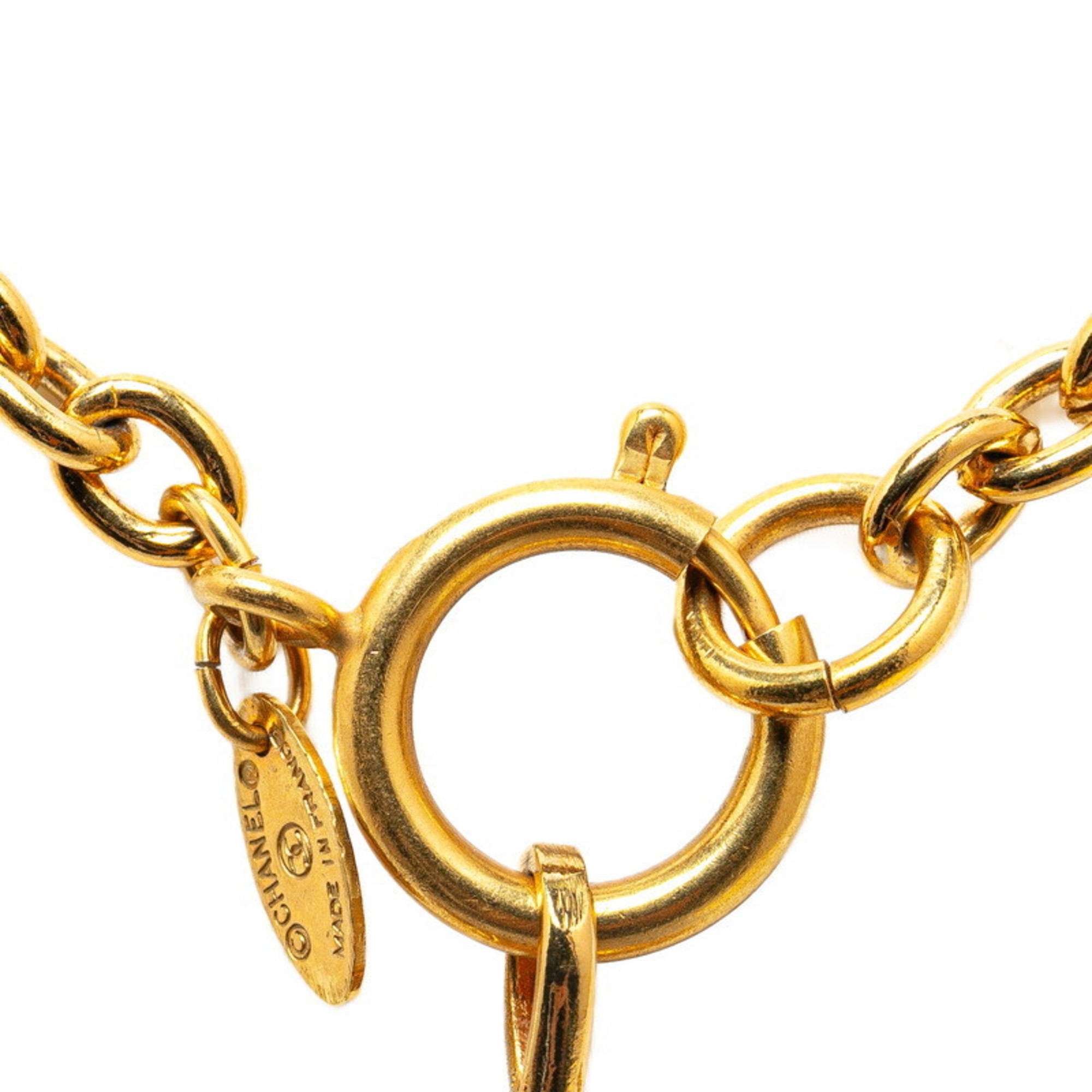 Chanel Coco Mark Matelasse Necklace Gold Plated Women's CHANEL