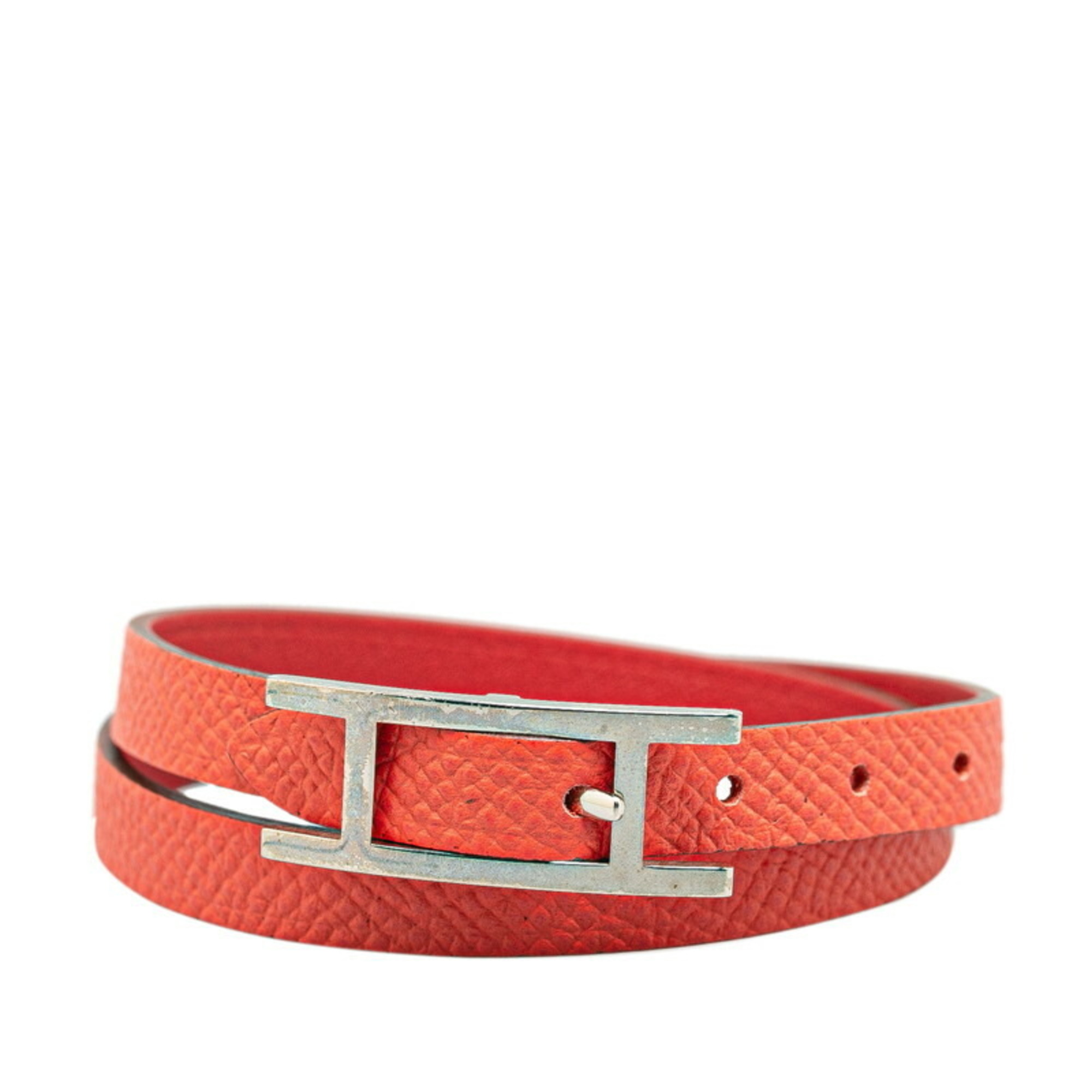 Hermes B-Api Double Tour Bracelet #M Pink Epsom Leather Women's HERMES