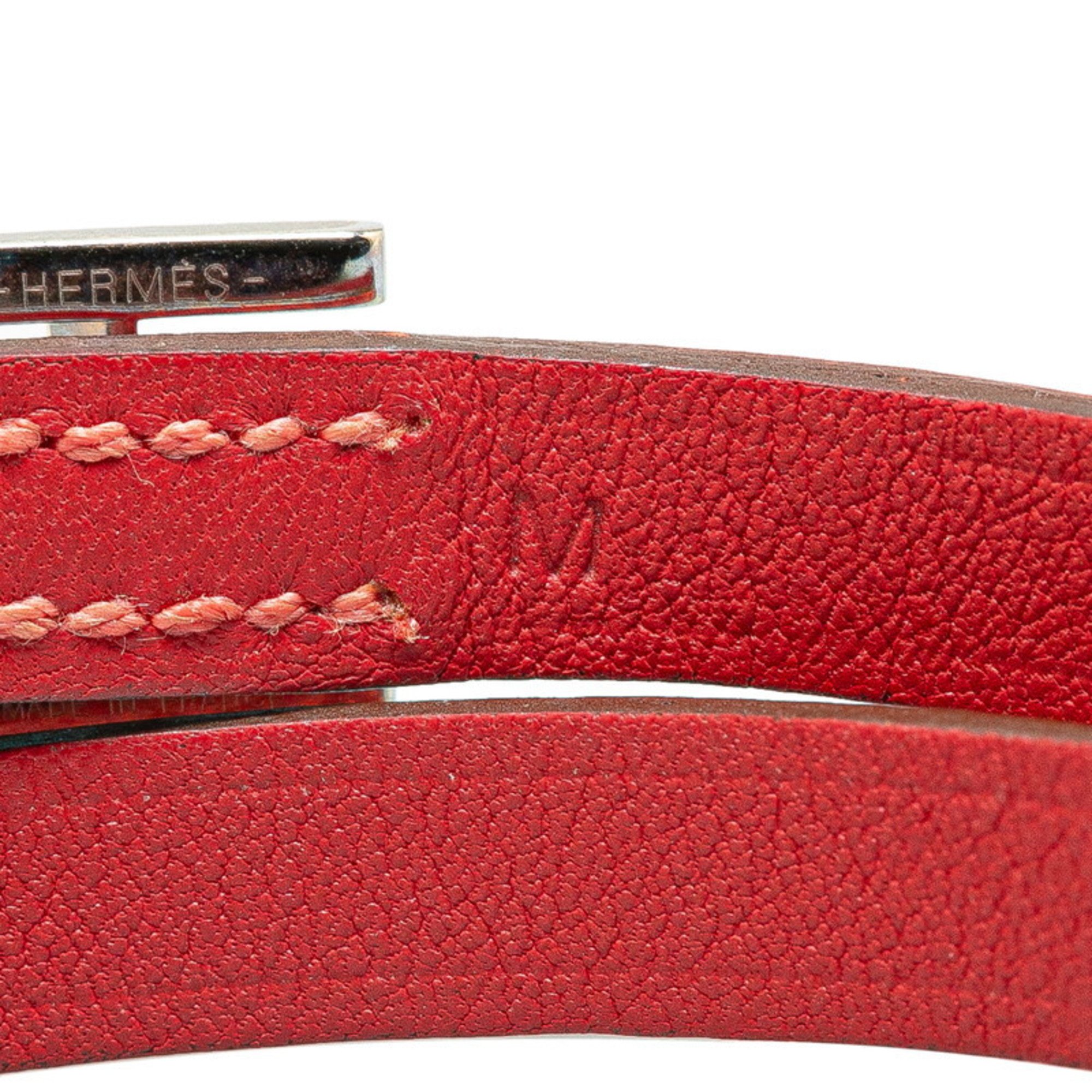 Hermes B-Api Double Tour Bracelet #M Pink Epsom Leather Women's HERMES