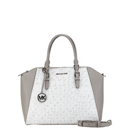 Michael Kors handbag shoulder bag white grey leather ladies