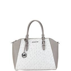 Michael Kors handbag shoulder bag white grey leather ladies