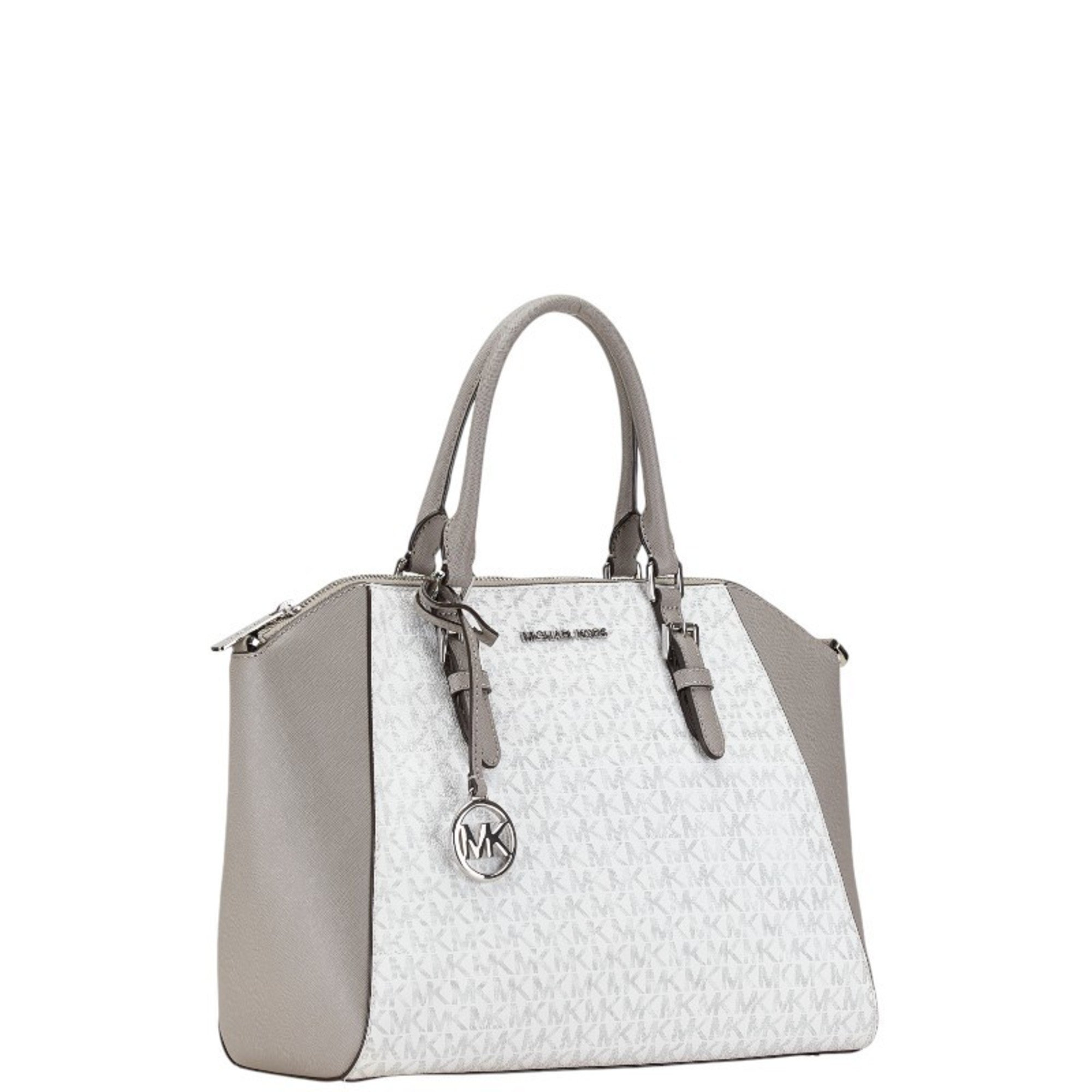 Michael Kors handbag shoulder bag white grey leather ladies