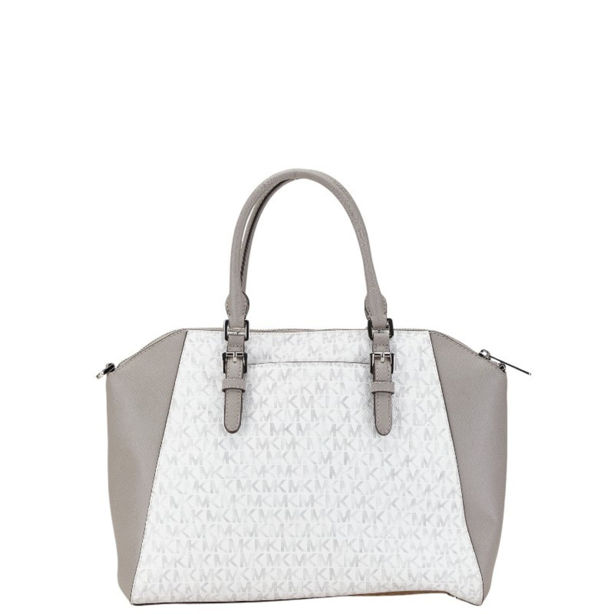 Michael Kors handbag shoulder bag white grey leather ladies