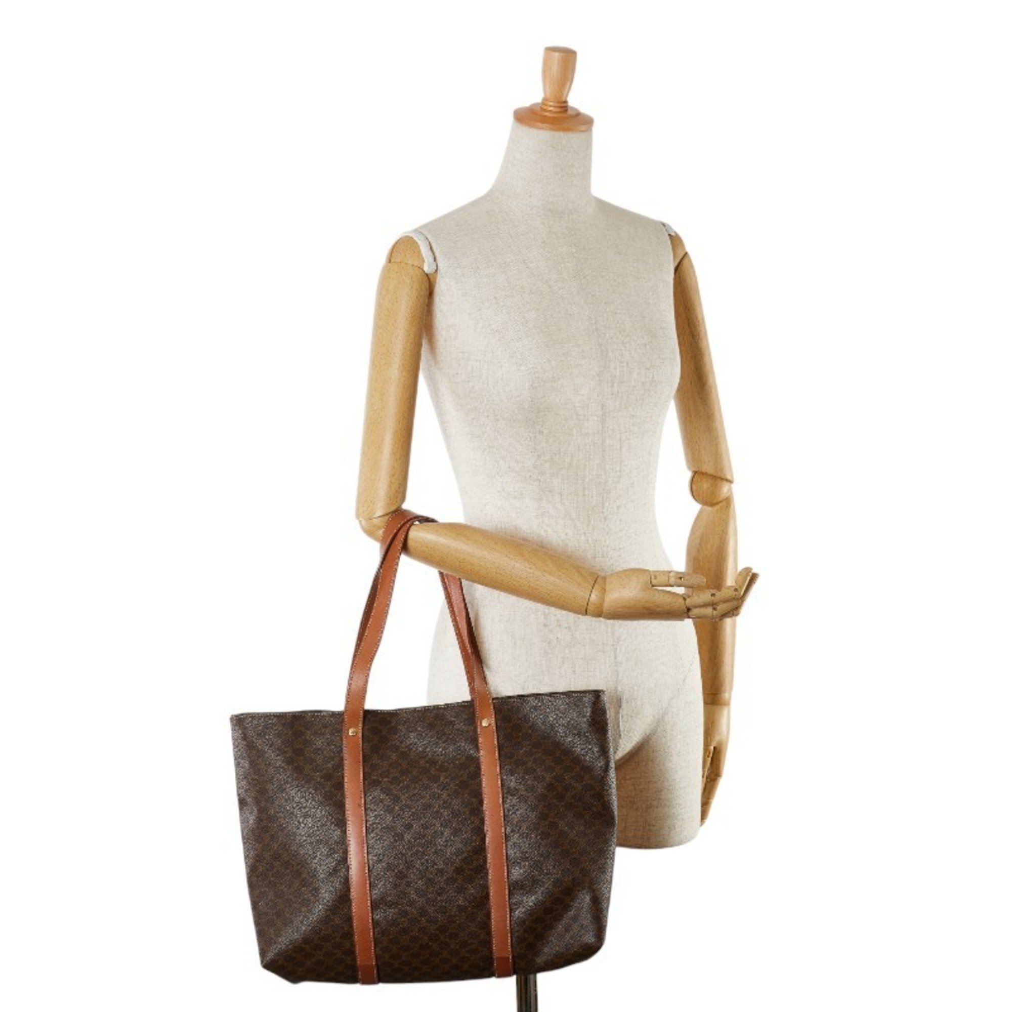 Celine Macadam Tote Bag Handbag Brown PVC Leather Women's CELINE