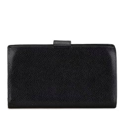 CHANEL Coco Mark Long Wallet Black Caviar Skin Women's