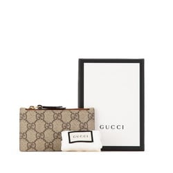 Gucci GG Supreme Coin Case Card 431715 Beige Brown PVC Leather Women's GUCCI