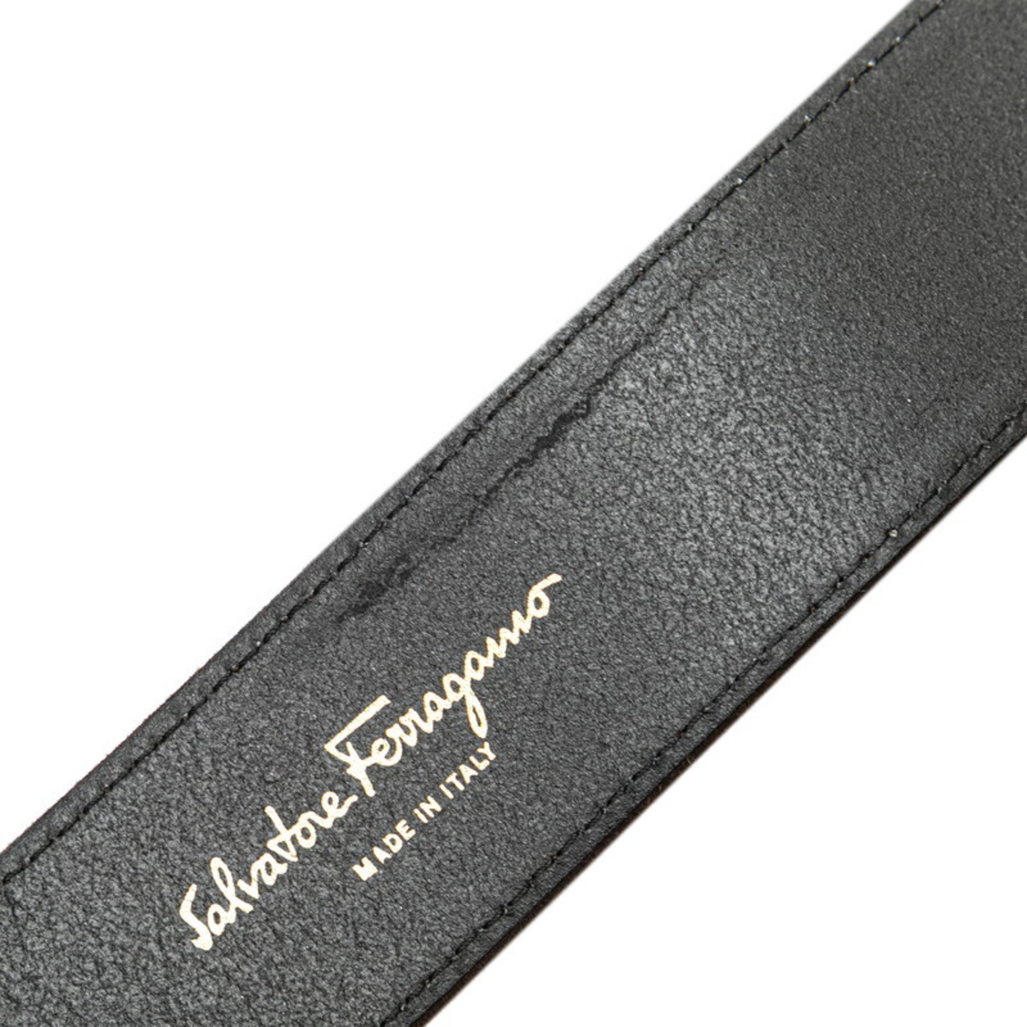 Salvatore Ferragamo Gancini Belt Brown Cotton Leather Women's