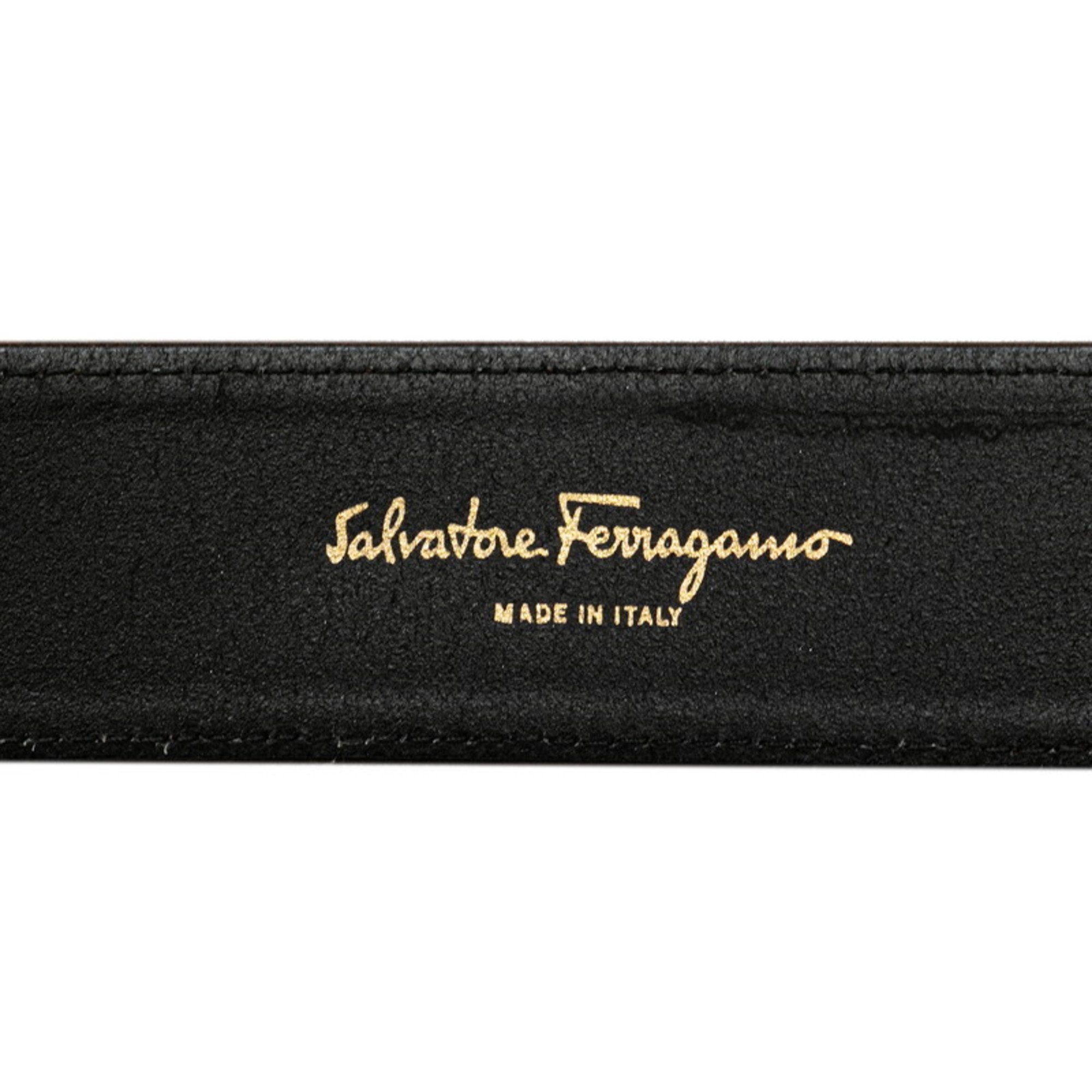 Salvatore Ferragamo Gancini Belt Brown Cotton Leather Women's