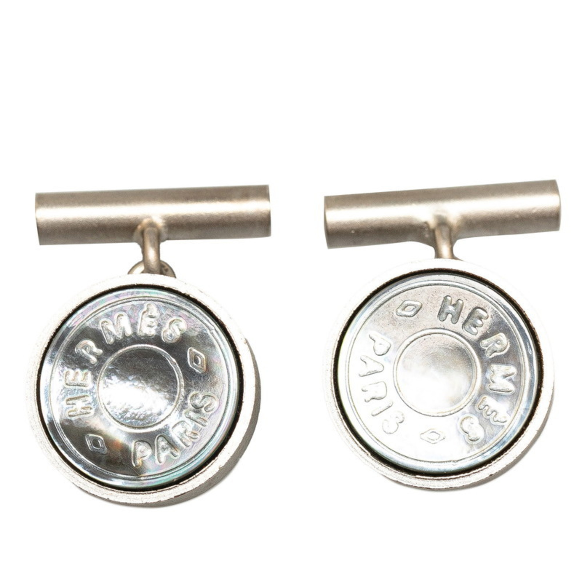 Hermes Serie Chain Shell Cufflinks Silver Metal Men's HERMES