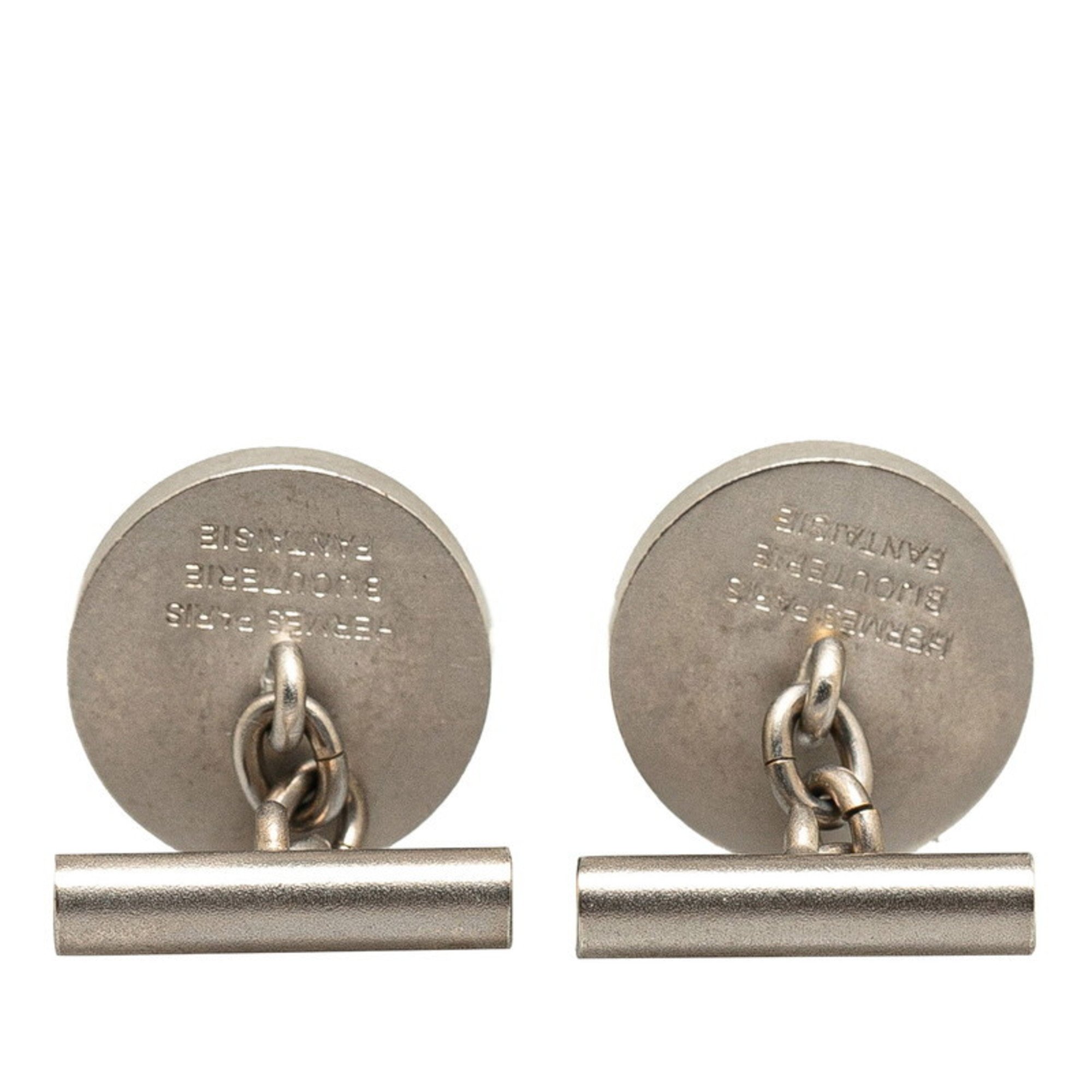 Hermes Serie Chain Shell Cufflinks Silver Metal Men's HERMES