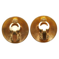 Chanel Coco Mark Button Motif Earrings Gold Plated Women's CHANEL