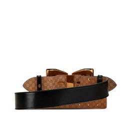 Gucci Ribbon Buckle Belt Size: 36 186572 Black Gold Leather Women's GUCCI