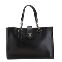 Chanel Coco Mark Tote Bag Handbag Black Leather Women's CHANEL