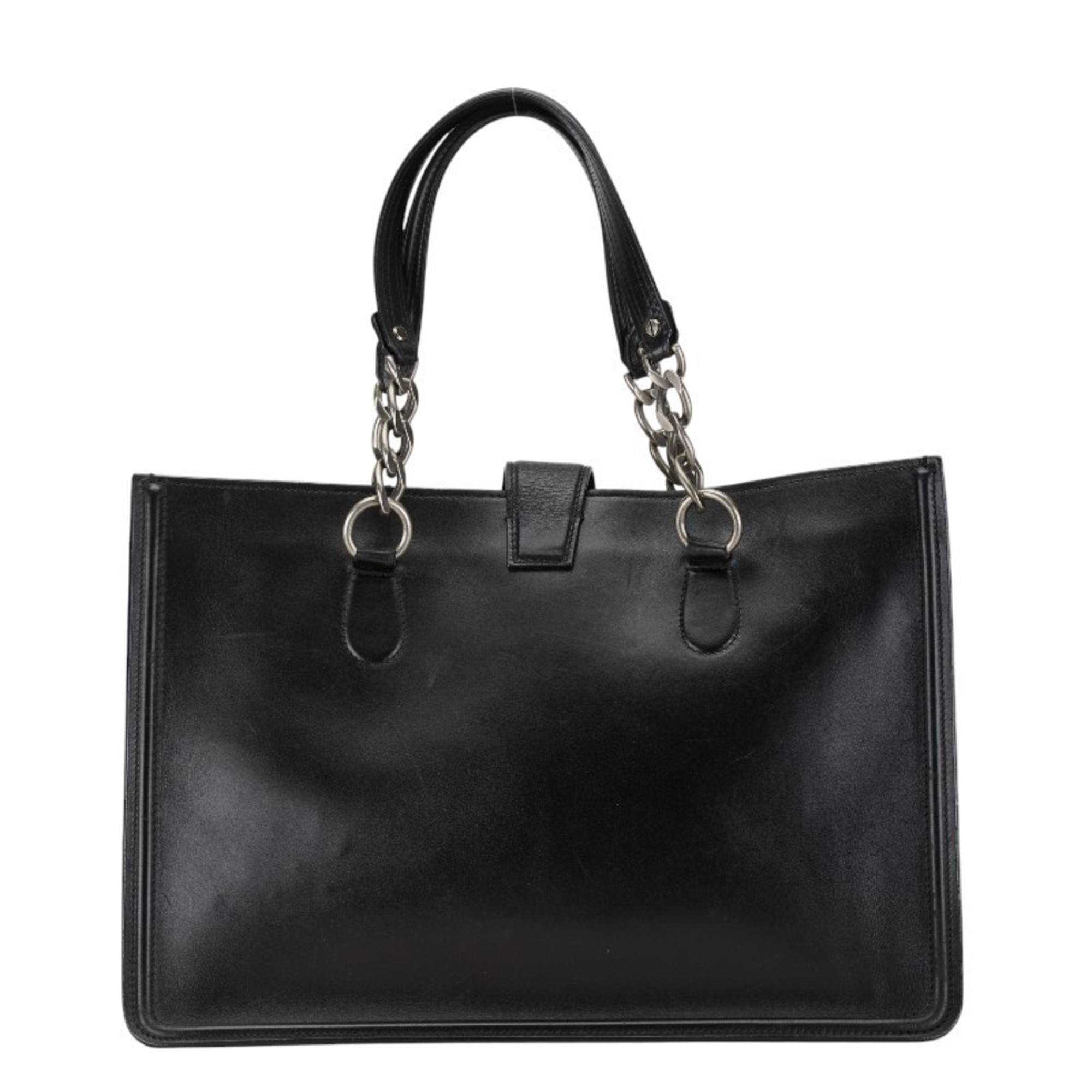 Chanel Coco Mark Tote Bag Handbag Black Leather Women's CHANEL