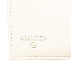 Chanel Matelasse Boy Tri-fold Wallet White Gold Caviar Skin Women's CHANEL