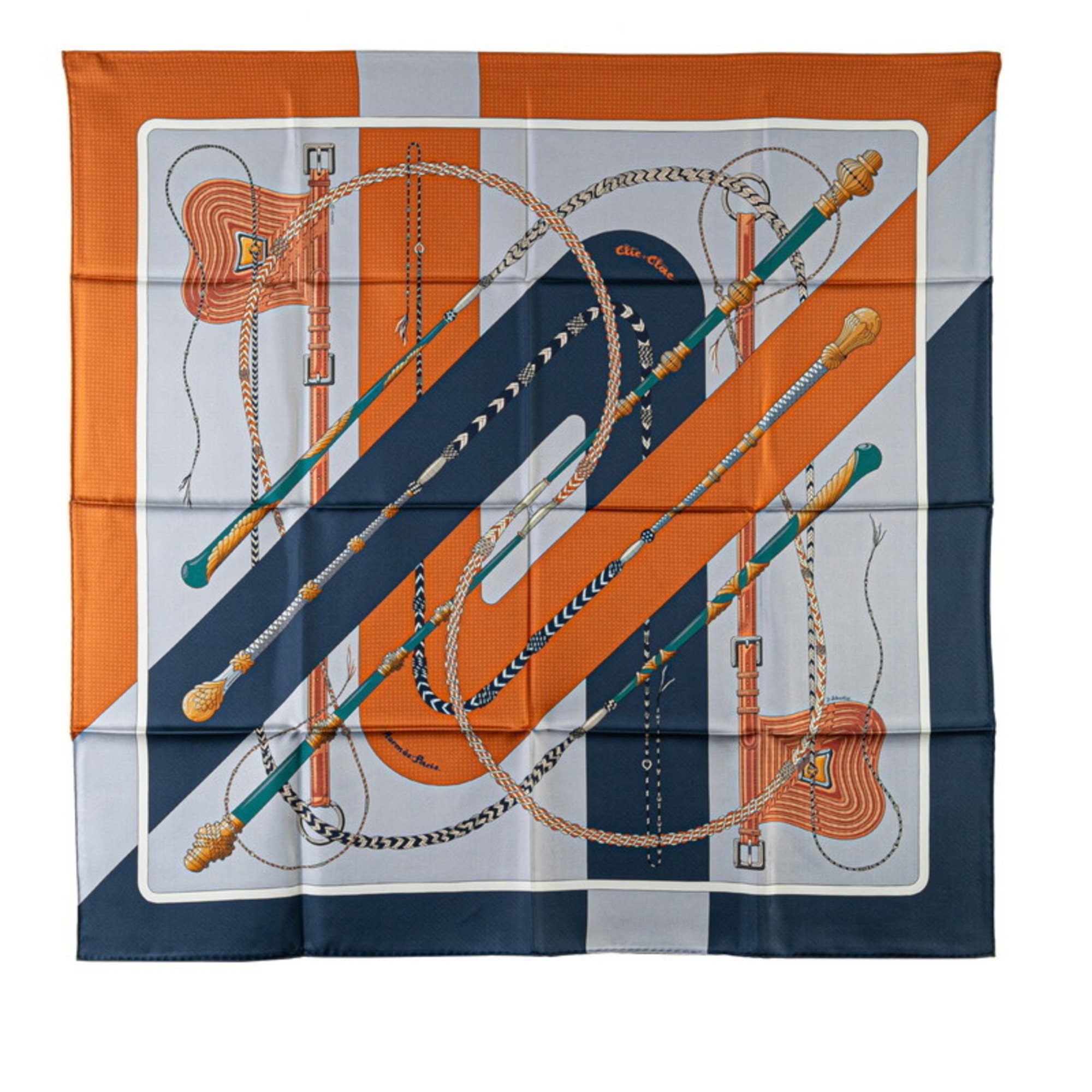 Hermes Carre 90 Clic-Clac Dip-dyed Scarf Muffler Blue Multicolor Silk Women's HERMES