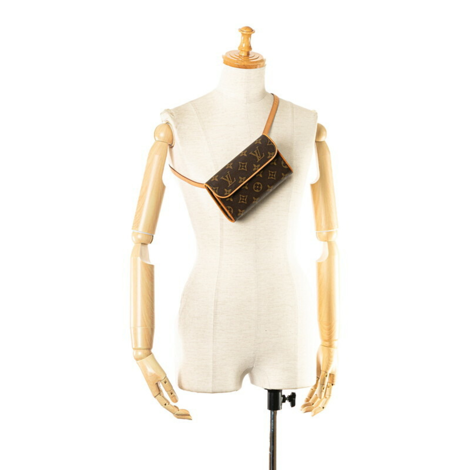 Louis Vuitton Monogram Pochette Florentine Body Bag Waist Shoulder M51855 Brown PVC Leather Women's LOUIS VUITTON