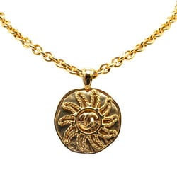 Chanel Coco Mark Sun Motif Necklace Gold Plated Women's CHANEL