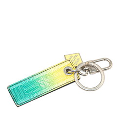 Louis Vuitton Damier Stripe Portocle Gradient Charm Keychain M00736 Vert Yellow Silver PVC Women's LOUIS VUITTON