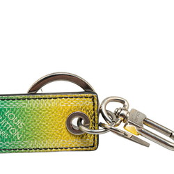 Louis Vuitton Damier Stripe Portocle Gradient Charm Keychain M00736 Vert Yellow Silver PVC Women's LOUIS VUITTON