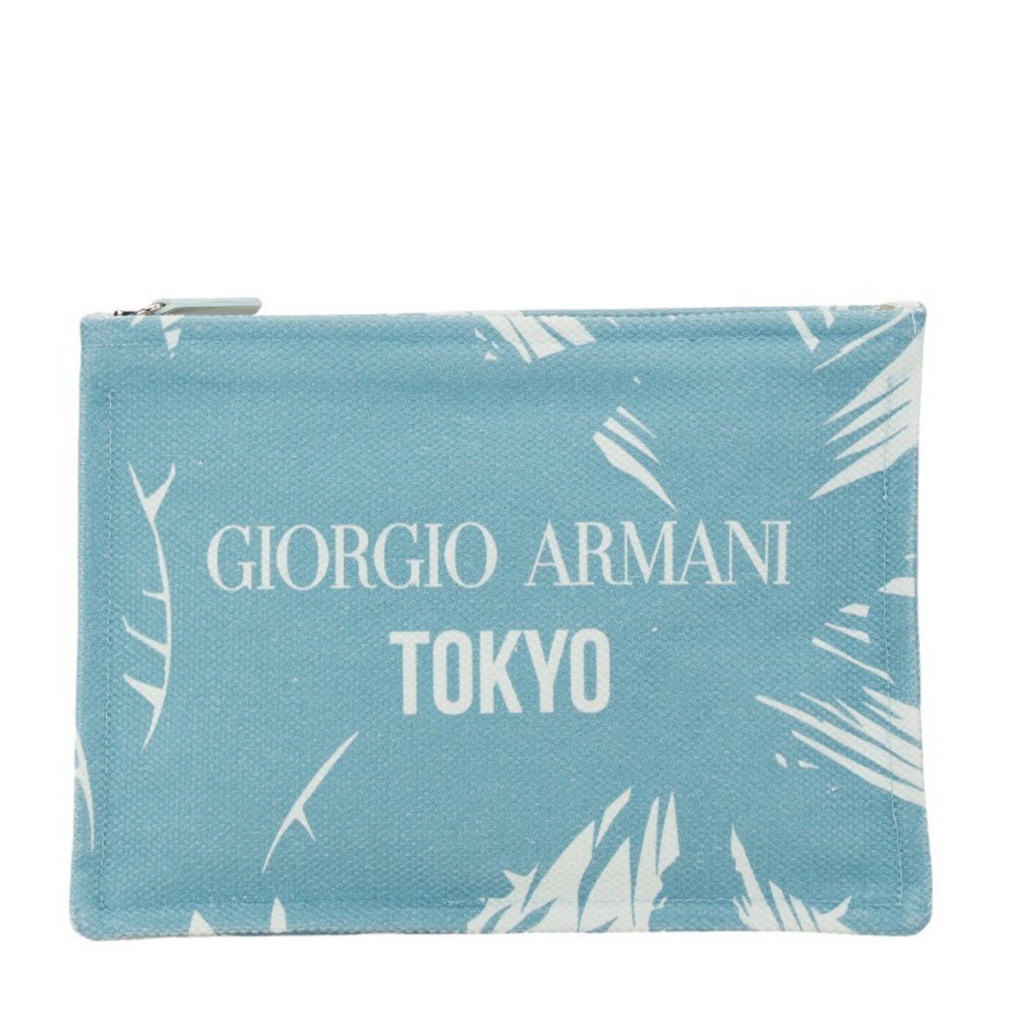 Giorgio Armani Clutch Bag Second Light Blue White Cotton Men's GIORGIO ARMANI