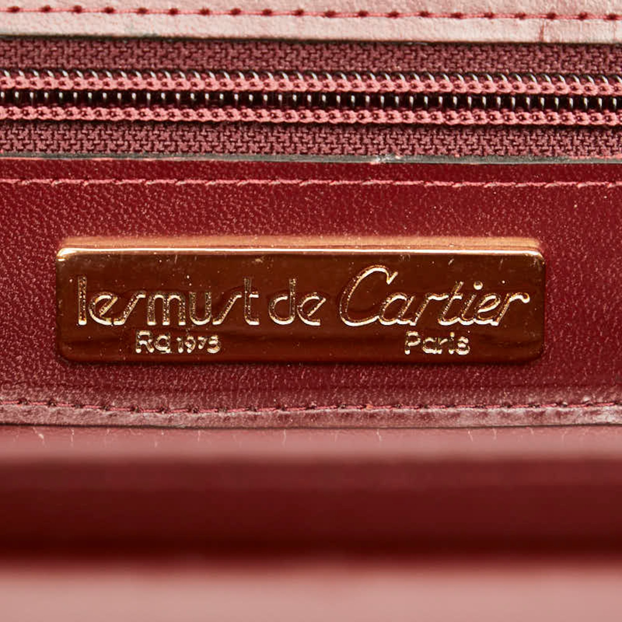 Cartier Must Line Shoulder Bag Wine Red Bordeaux Leather Women's CARTIER