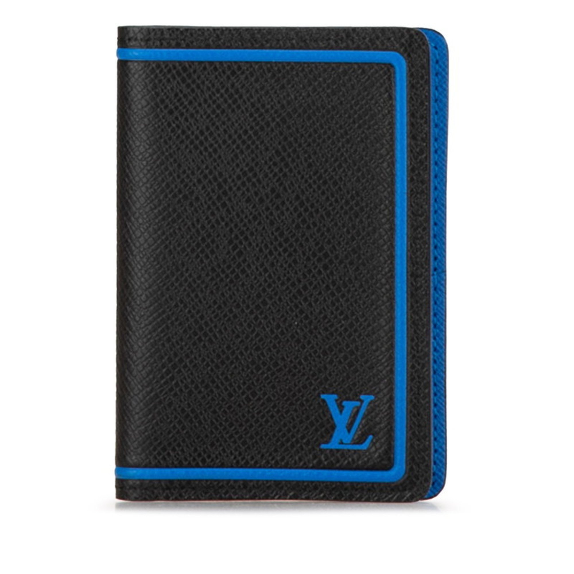 Louis Vuitton Taiga Organizer de Poche Card Case Pass M63329 Noir Black Blue Leather Men's LOUIS VUITTON