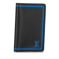 Louis Vuitton Taiga Organizer de Poche Card Case Pass M63329 Noir Black Blue Leather Men's LOUIS VUITTON