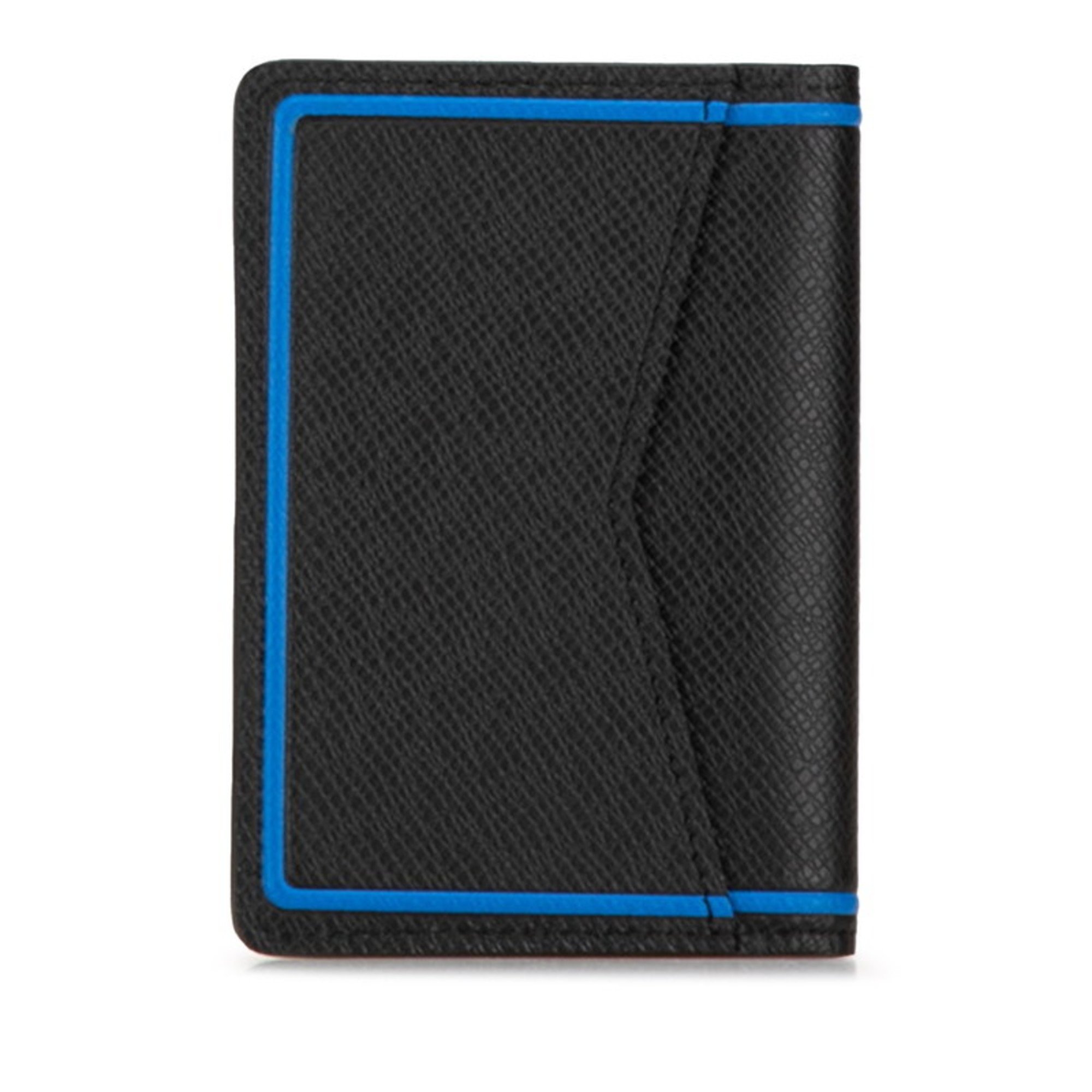 Louis Vuitton Taiga Organizer de Poche Card Case Pass M63329 Noir Black Blue Leather Men's LOUIS VUITTON