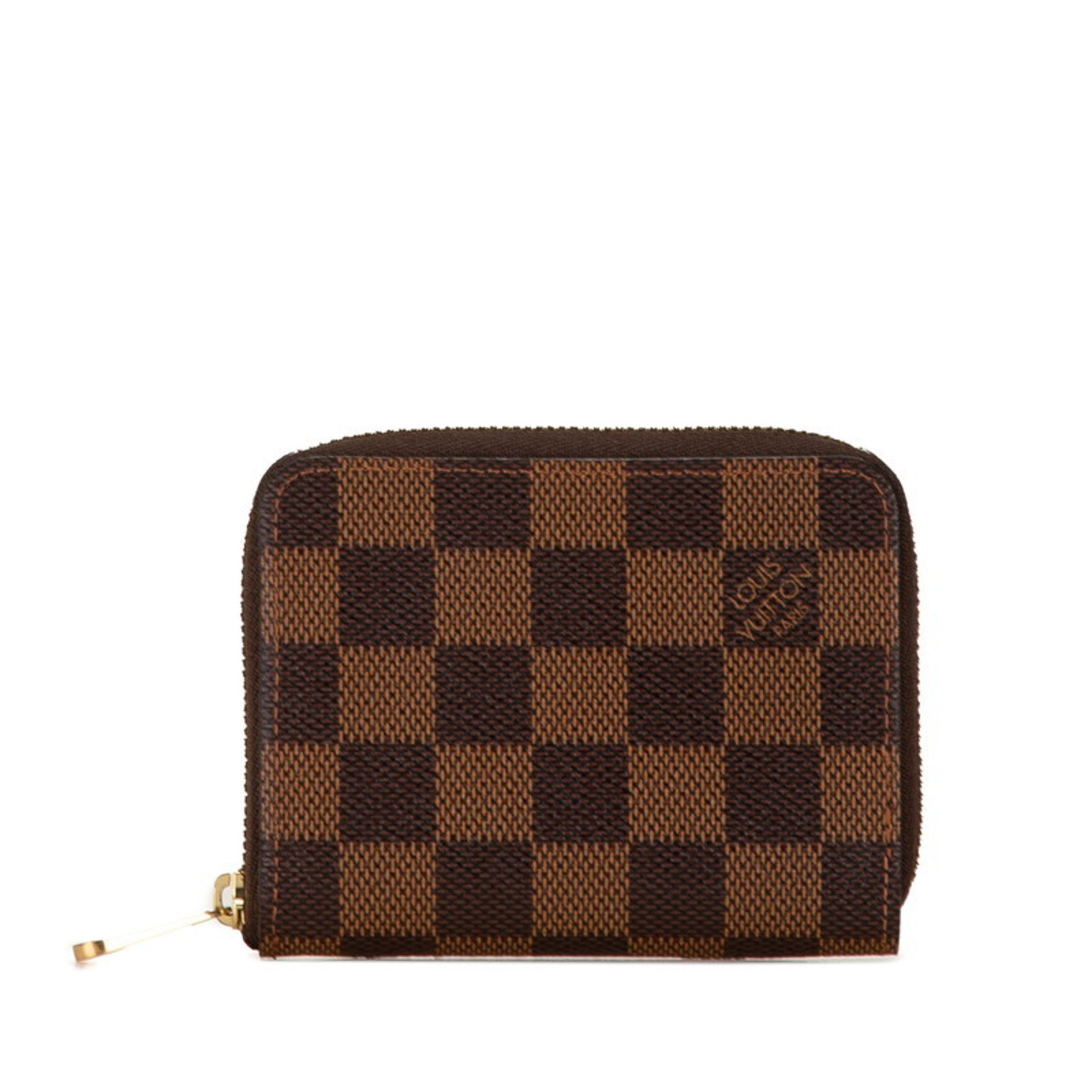 Louis Vuitton Damier Zippy Coin Purse Case N63070 Brown PVC Leather Women's LOUIS VUITTON