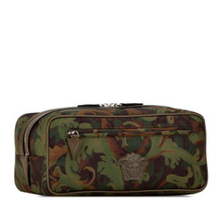 Versace Medusa camouflage clutch bag pouch green khaki nylon leather women's VERSACE