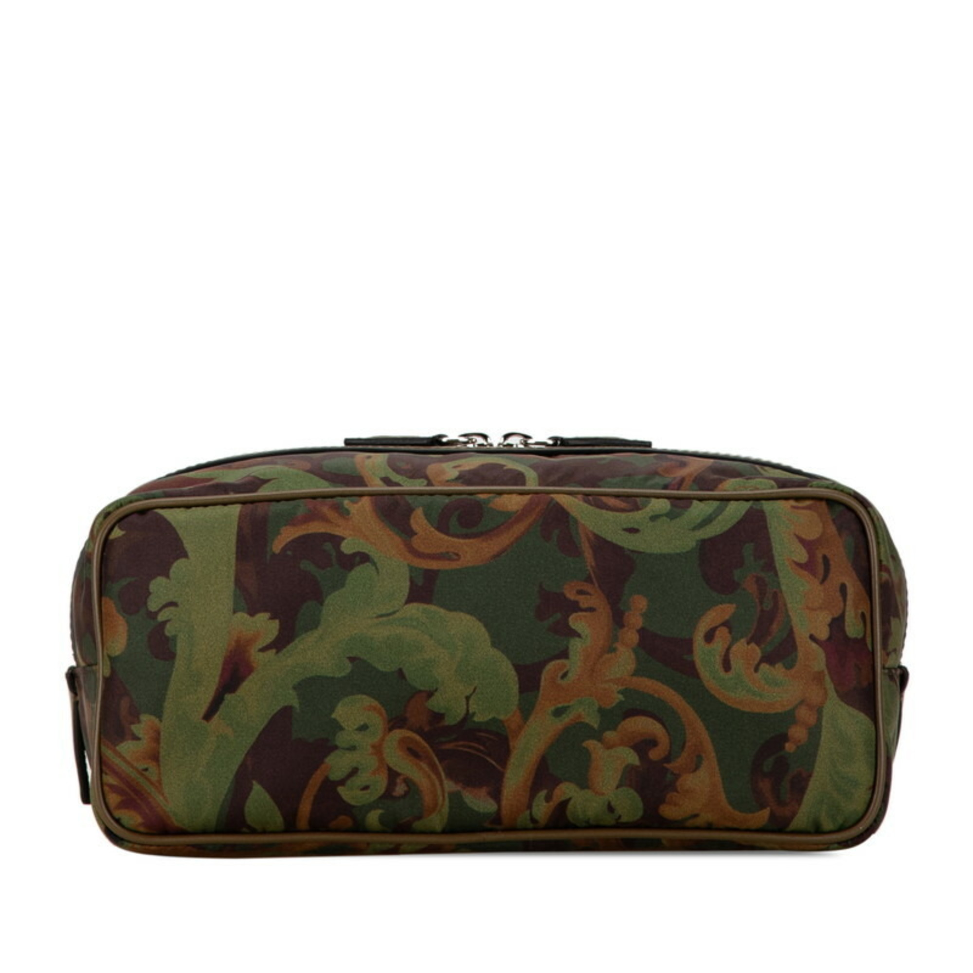 Versace Medusa camouflage clutch bag pouch green khaki nylon leather women's VERSACE